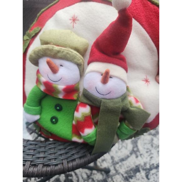 St. Nicholas Square 3D Round Holiday Pillow w/ Snowmen - Picture 9 of 14